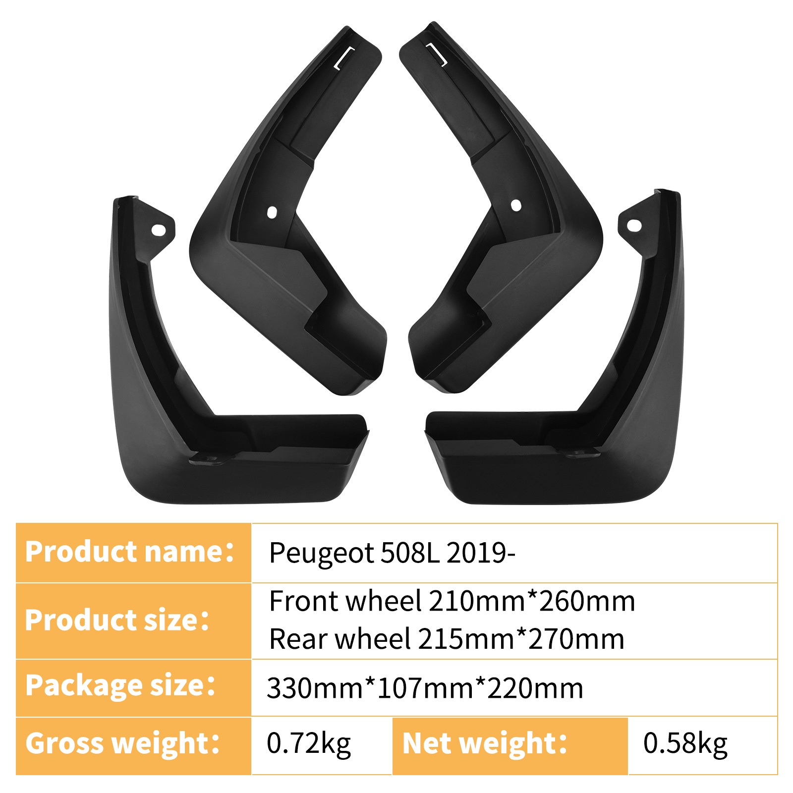 Mudguards for Peugeot 508L 2019-2025