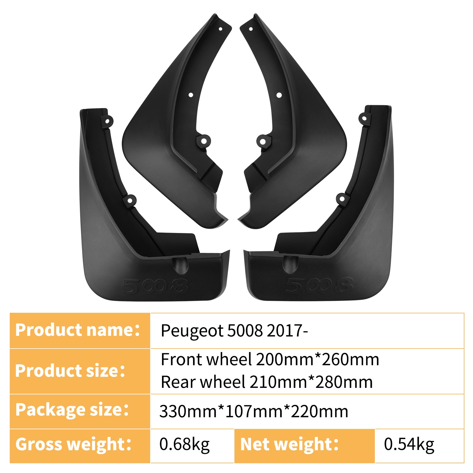 Mudguards for Peugeot 5008 2017-2025