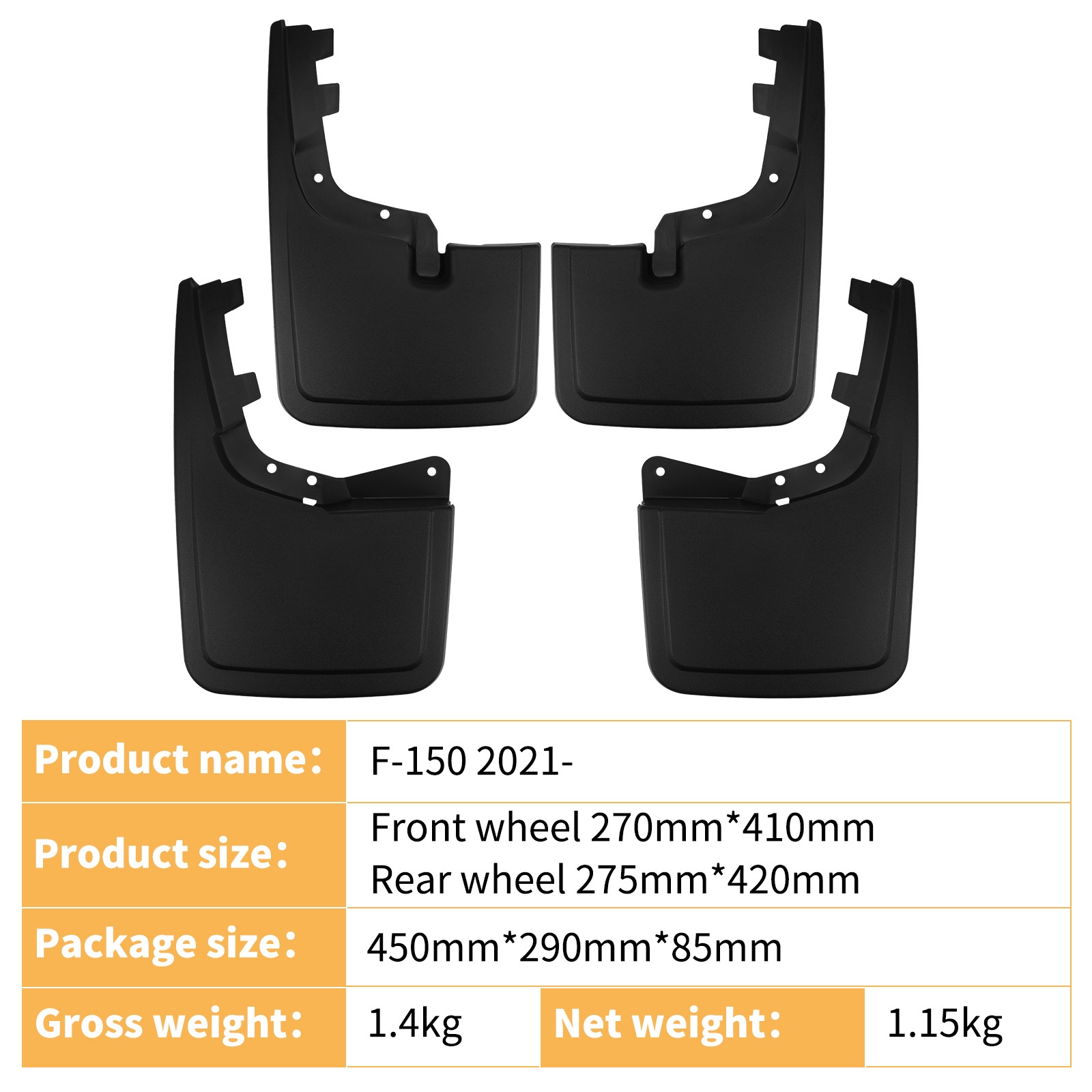 Mudguards for Ford F-150 Raptor 2021-2025