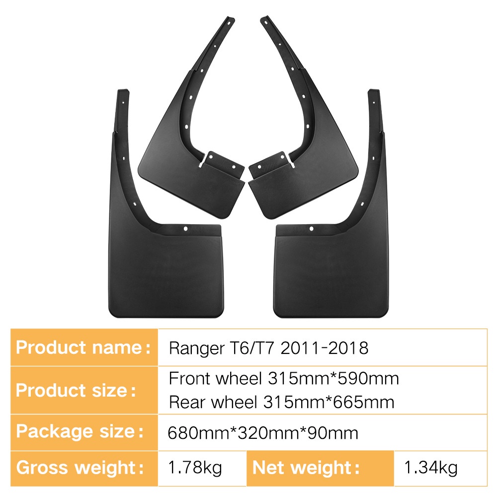 Mudguards for Ford Ranger 2011-2018