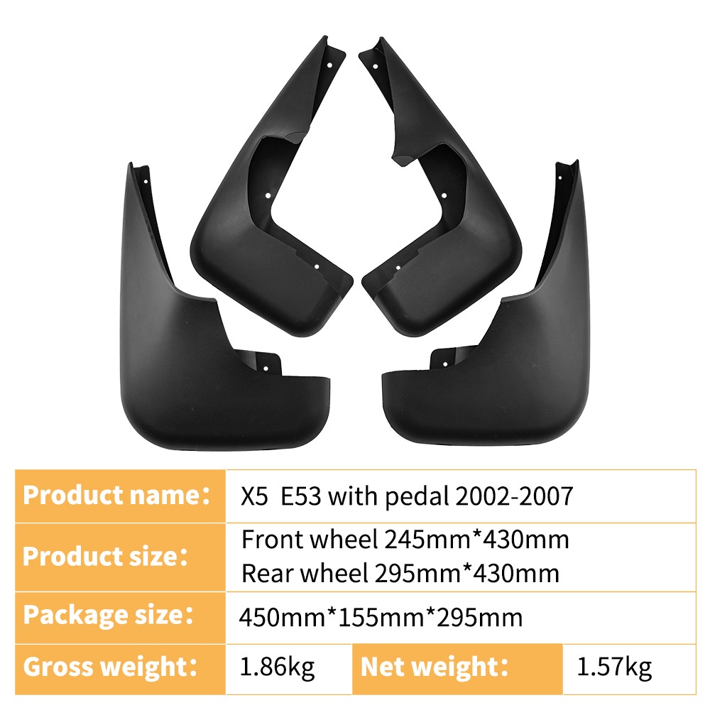 Mudguards for BMW X5 2002-2007 with running boards
