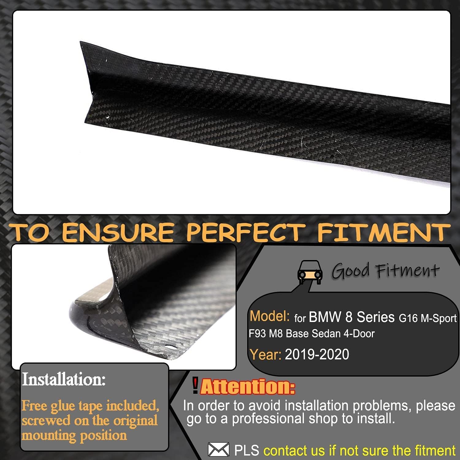 Car Side Skirt for BMW 8 Series G16 M Sport F93 M8 Base Sedan 4door 2019-2020