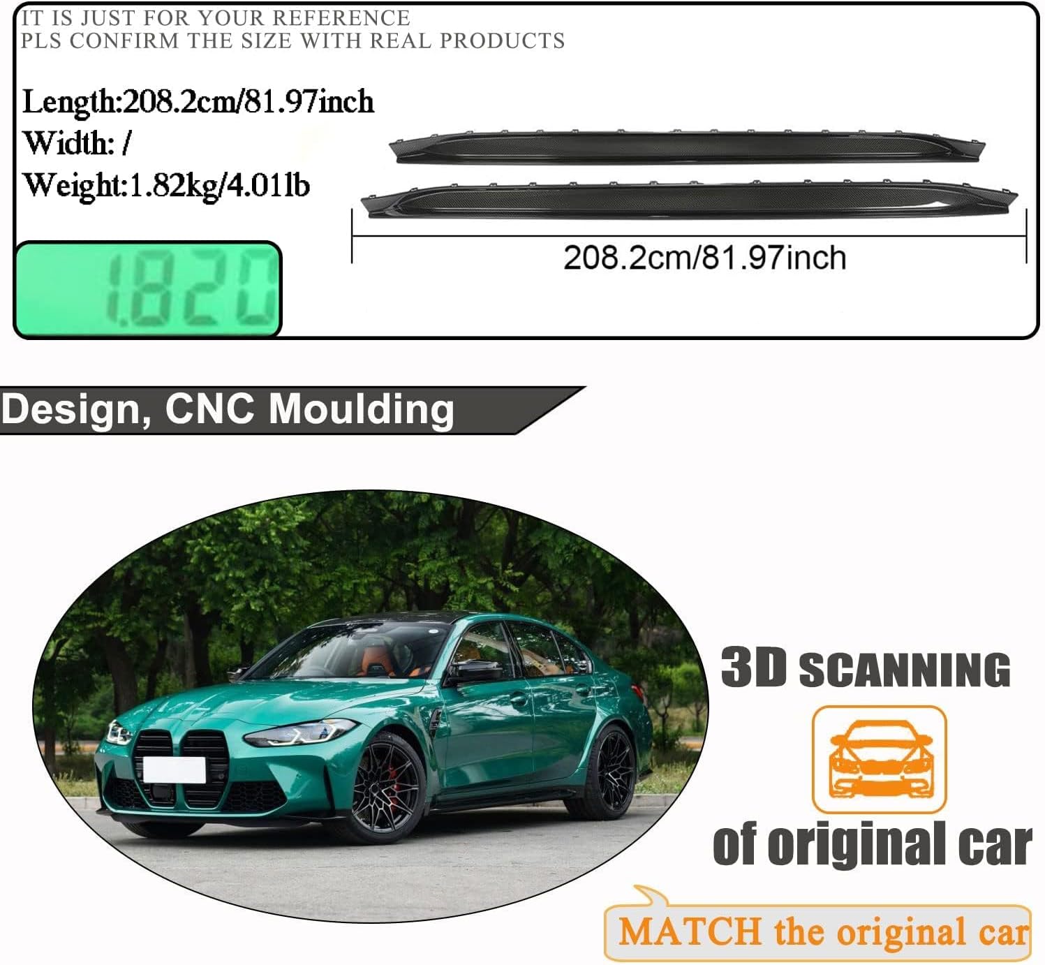 Car Side Skirt for BMW 3 Series G80 M3 Sedan 4-Door 2021-2022