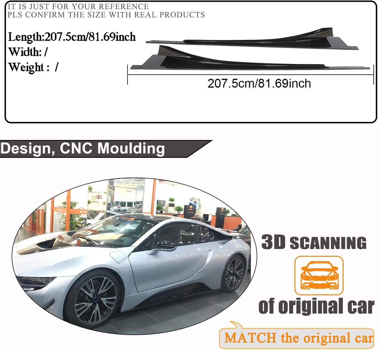 Car Side Skirt for BMW I8 Base Coupe 2-Door 2014-2018
