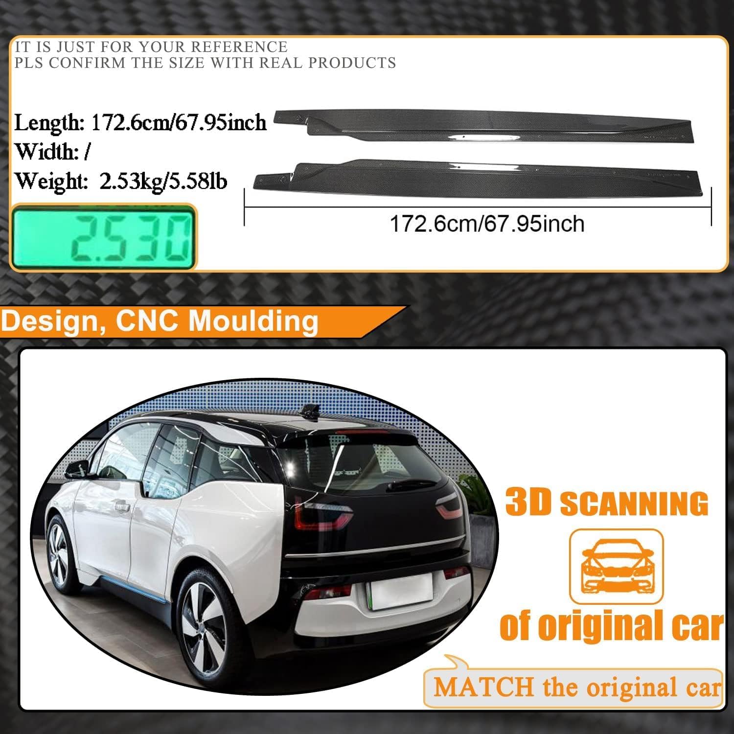 Car Side Skirt for BMW I3 Hatchback 4-Door 2014-2020