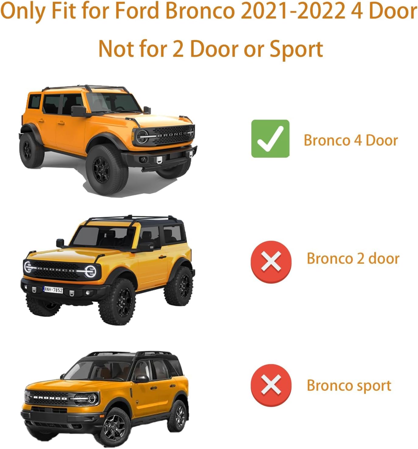 Car Side Skirt for Ford Bronco 4 Door 2020-2023