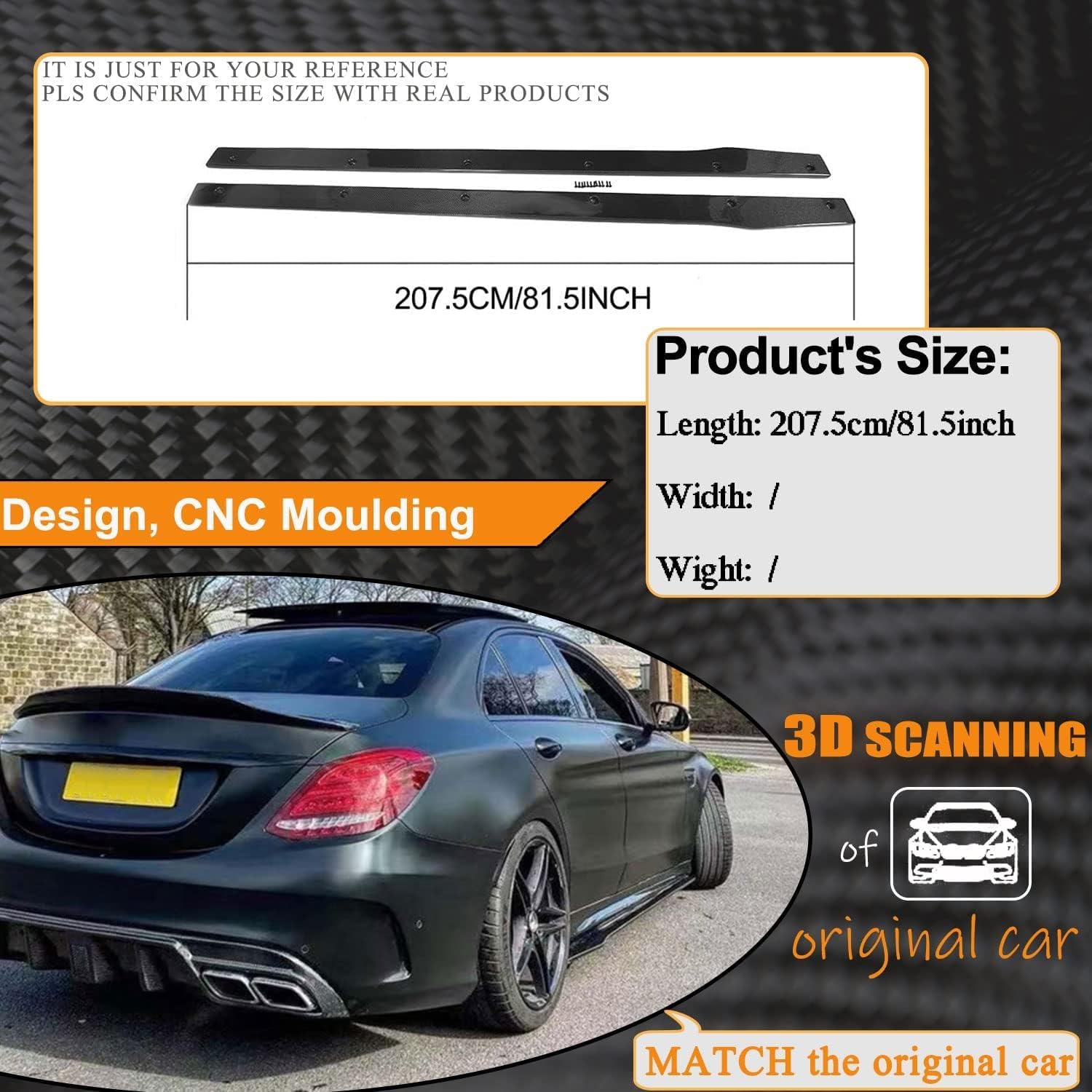 Car Side Skirt for Mercedes Benz C Class C205 Base Sport C63 AMG Coupe 15-17