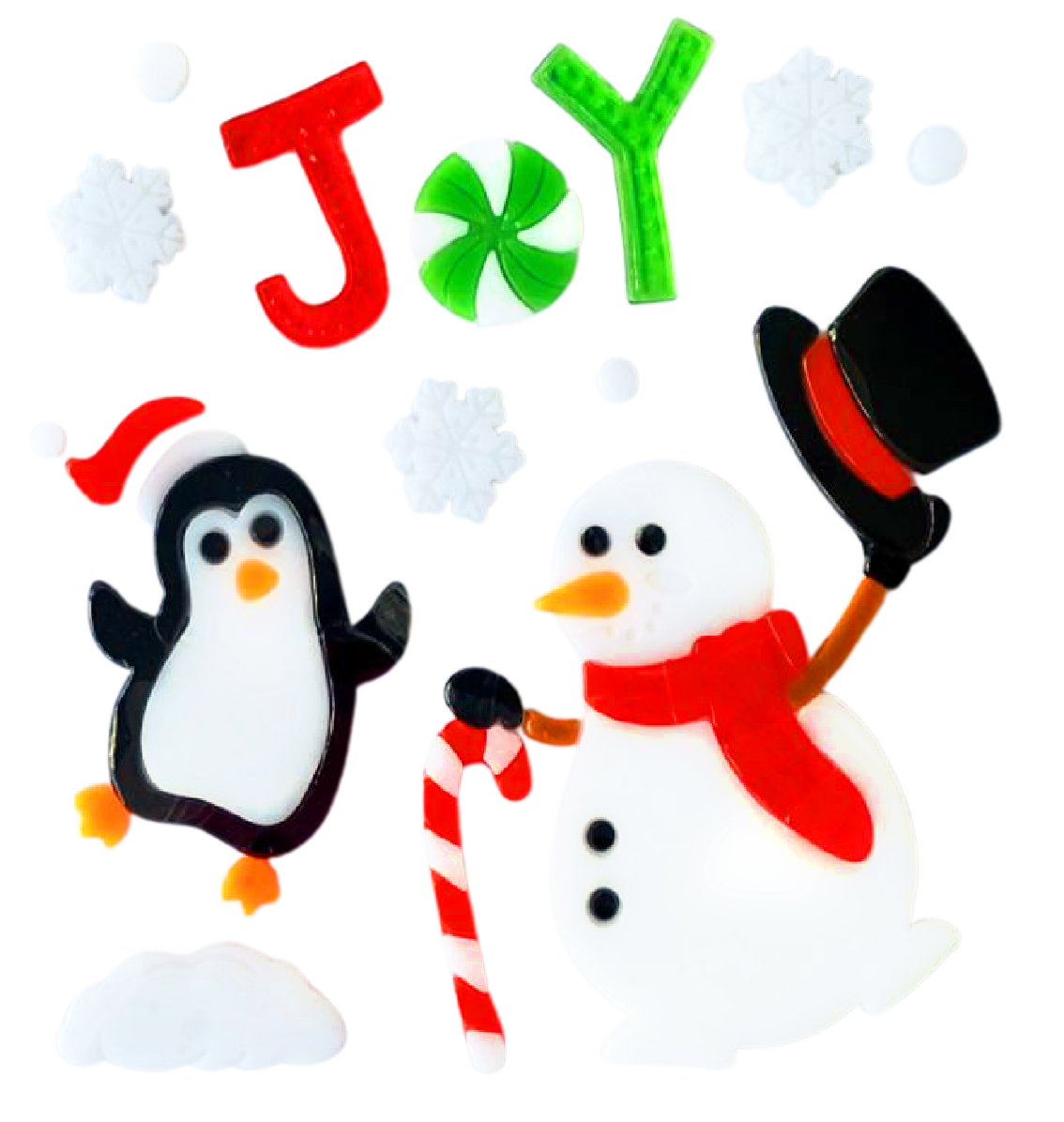 ملصقات جل للنوافذ لعيد الميلاد - ملصقات نوافذ لعيد الميلاد بتصاميم بابا نويل ورجل الثلج ورقاقات الثلج والبطريق وشجرة عيد الميلاد والهدايا للأطفال