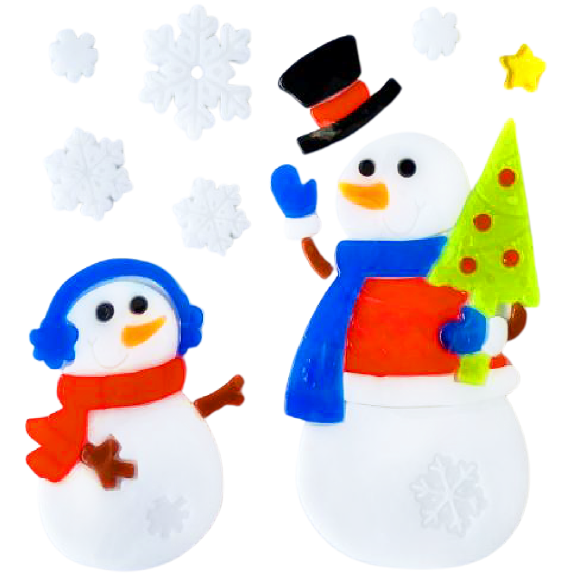 ملصقات جل للنوافذ لعيد الميلاد - ملصقات نوافذ لعيد الميلاد بتصاميم بابا نويل ورجل الثلج ورقاقات الثلج والبطريق وشجرة عيد الميلاد والهدايا للأطفال