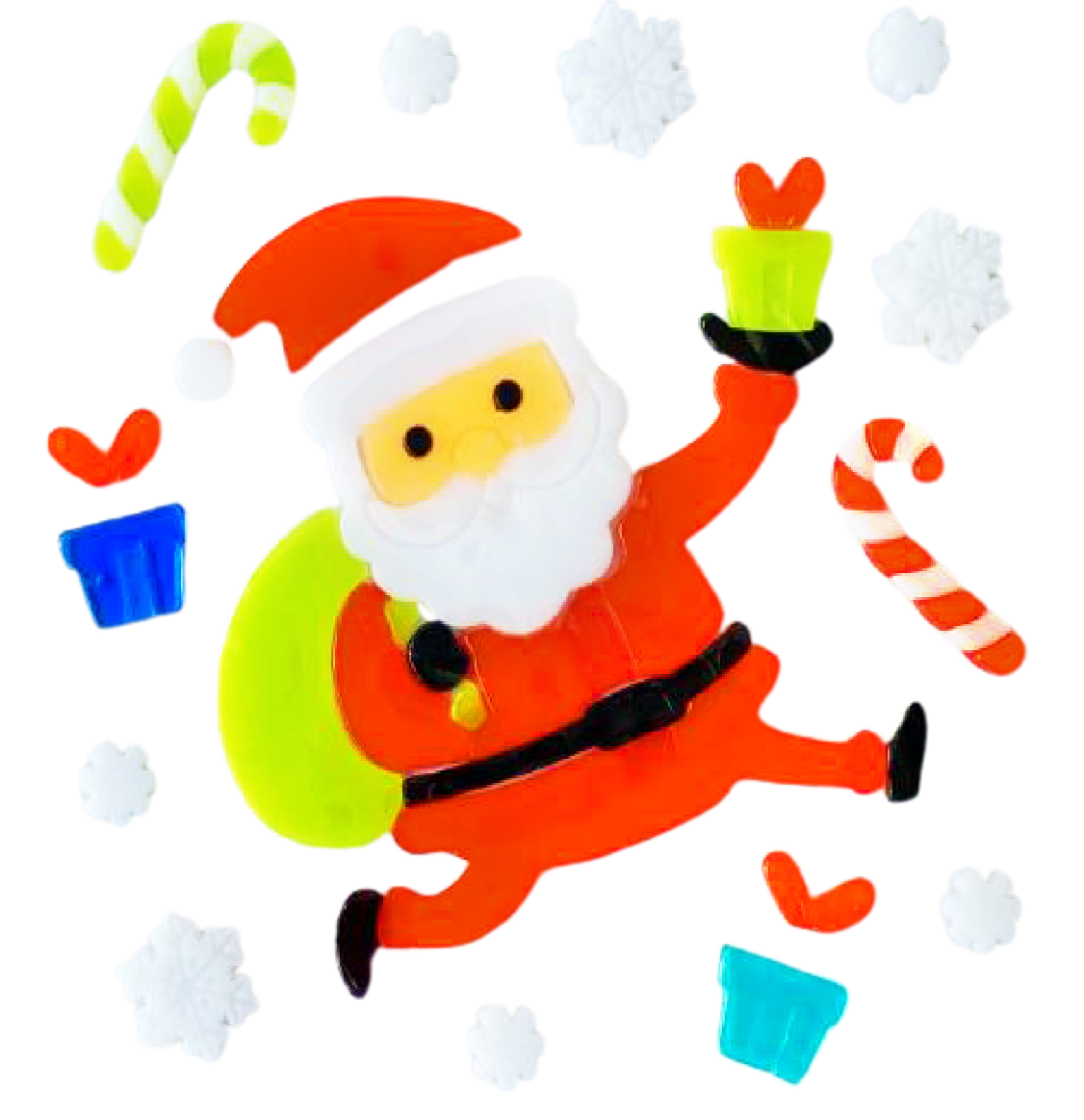 ملصقات جل للنوافذ لعيد الميلاد - ملصقات نوافذ لعيد الميلاد بتصاميم بابا نويل ورجل الثلج ورقاقات الثلج والبطريق وشجرة عيد الميلاد والهدايا للأطفال