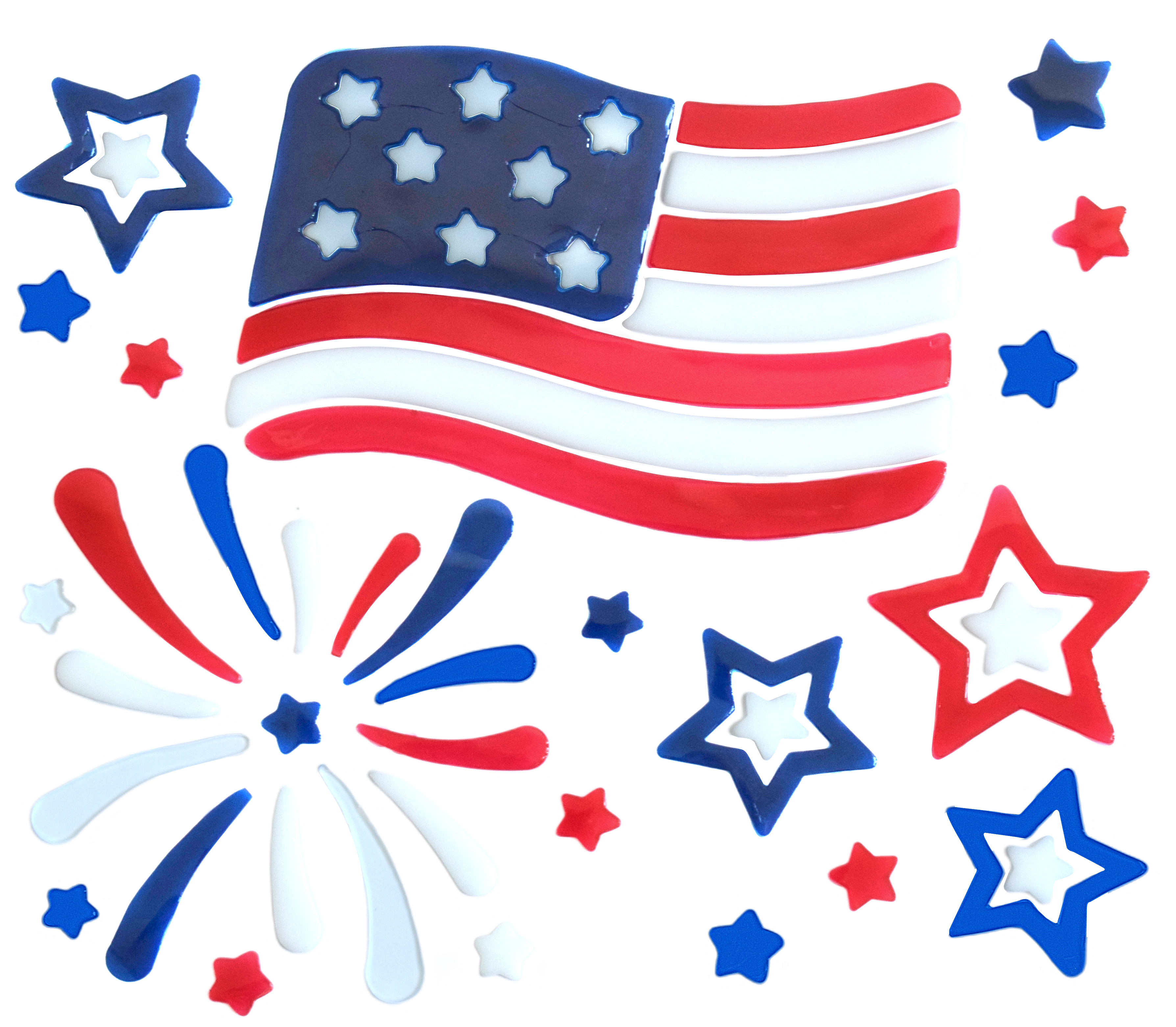 6 láminas de adhesivos decorativos para ventanas del 4 de julio, pegatinas de gel de bandera estadounidense patrióticas para ventanas de vidrio del Día de la Independencia, Día de los Caídos, Día del Veterano, decoración roja blanca y azul para festividades de EE. UU.