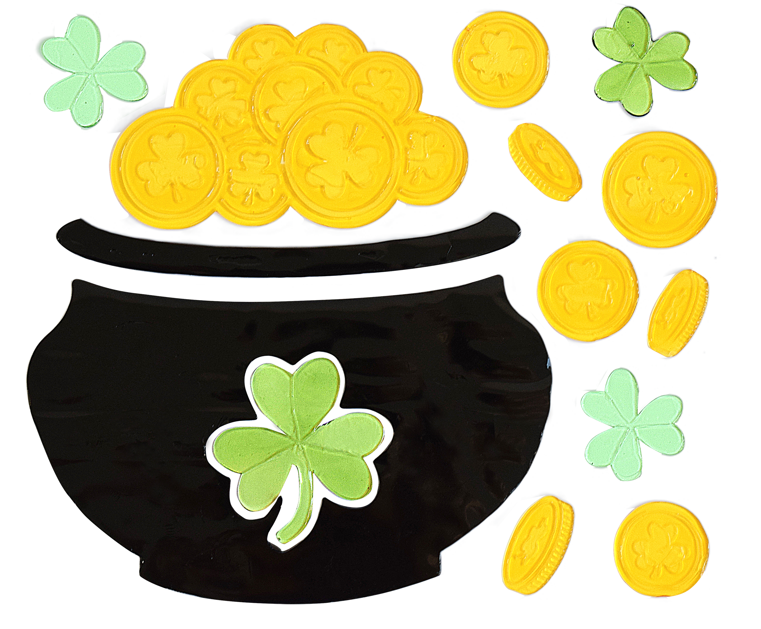 6 piezas de adhesivos de ventana de gel para el Día de San Patricio, decoración irlandesa de trébol, sombrero de copa y duende de la suerte, decoraciones para oficina, suministros para fiestas y regalos