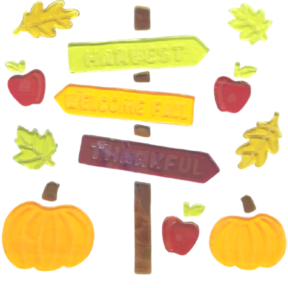6 hojas de adhesivos de gel otoñales para ventanas de vidrio, adhesivos de gel de otoño y Acción de Gracias, hojas de Hola otoño, calabaza para decoración de ventanas de vacaciones de otoño