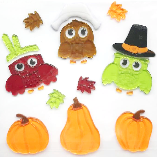 6 hojas de adhesivos de gel otoñales para ventanas de vidrio, adhesivos de gel de otoño y Acción de Gracias, hojas de Hola otoño, calabaza para decoración de ventanas de vacaciones de otoño