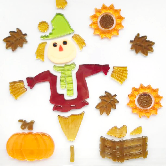 6 hojas de adhesivos de gel otoñales para ventanas de vidrio, adhesivos de gel de otoño y Acción de Gracias, hojas de Hola otoño, calabaza para decoración de ventanas de vacaciones de otoño