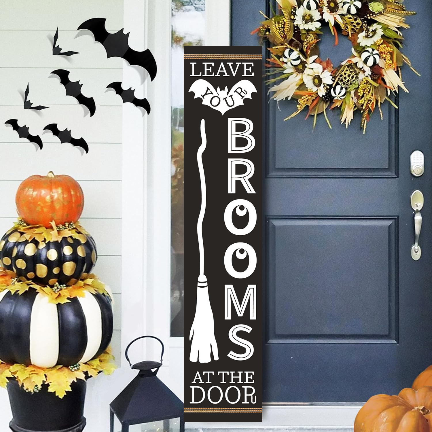 Cartel de Halloween Cartel Espeluznante de Porche de Halloween Cartel Vertical de Madera para Porche para Decoración de Puertas, Cartel Colgante de Estilo Granja para Decoración de Jardín Exterior del Hogar