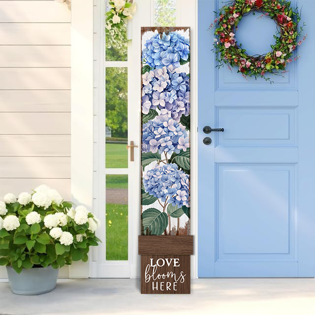 Decoración de Porche Vertical Grande de Madera 'El Amor Crece Aquí', Letrero de Bienvenida para Jardín, Letrero de Pared de Bienvenida para Decoración de Puerta de Granja en Porche o Patio