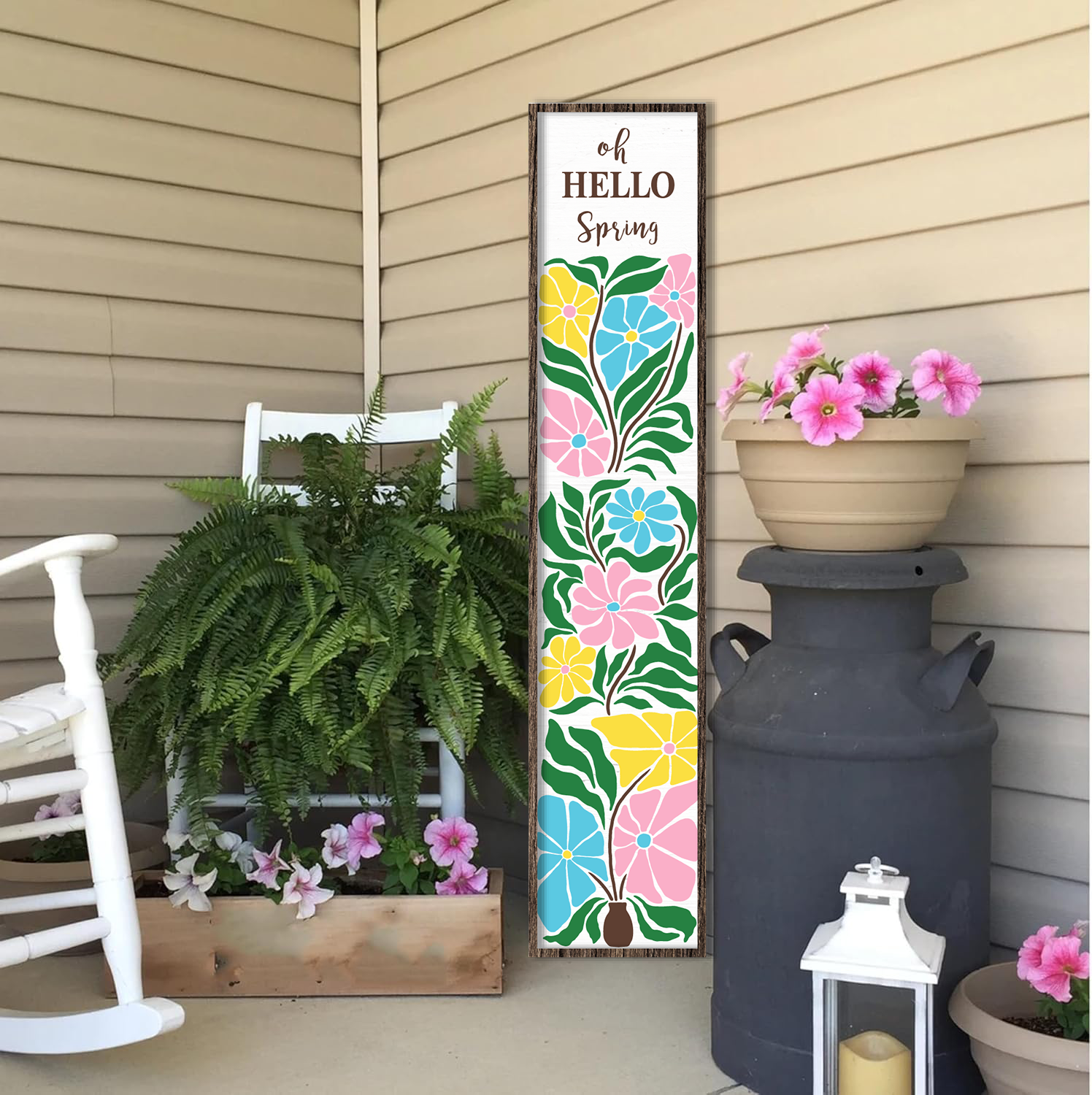 Gran Letrero Vertical de Madera para Porche 'El Amor Crece Aquí', Cartel de Bienvenida para Jardín, Letrero de Pared de Bienvenida para Decoración de Puerta de Granja en Porche o Patio