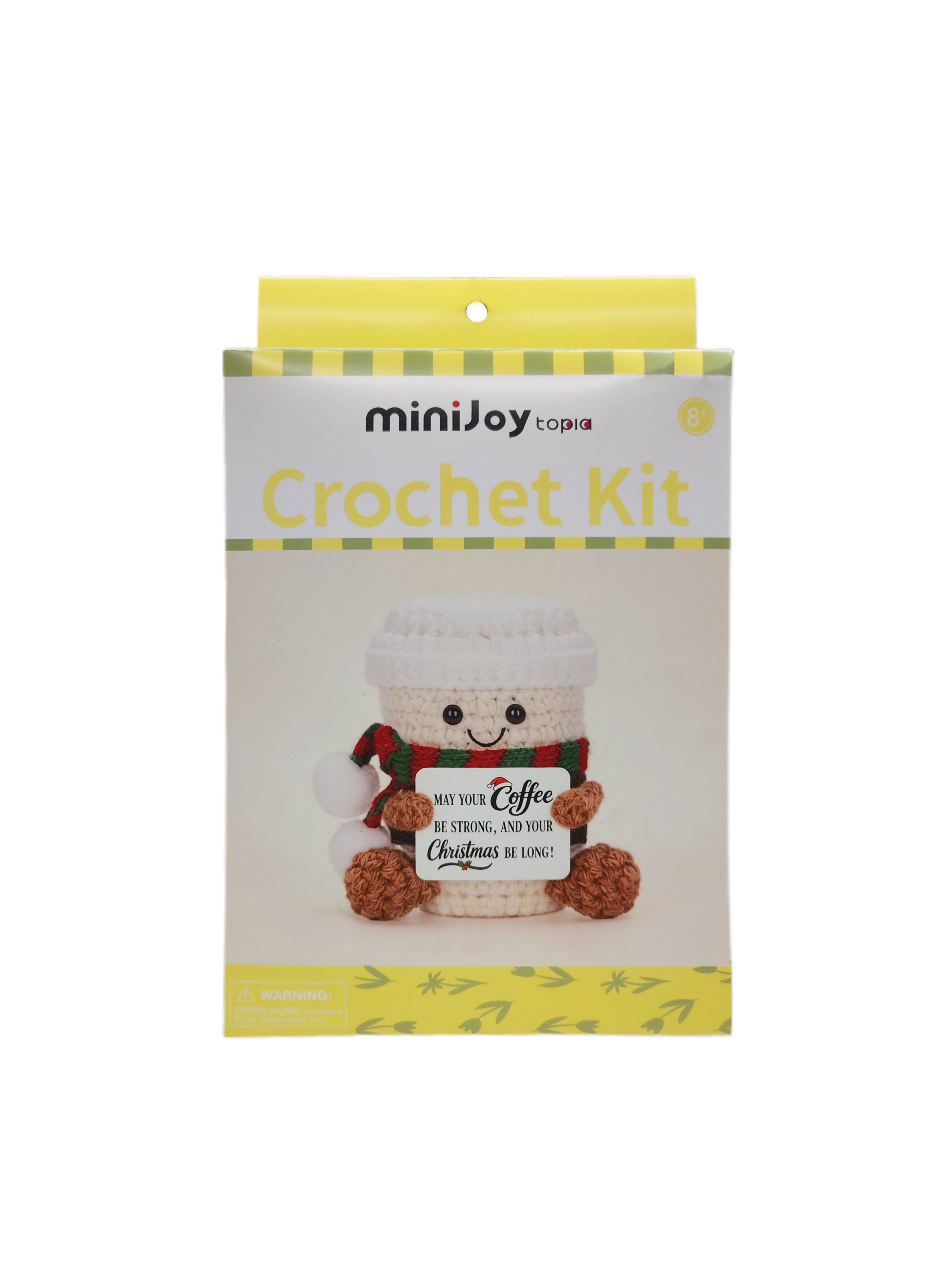 Peluche de taza de café navideña de ganchillo hecho a mano, 