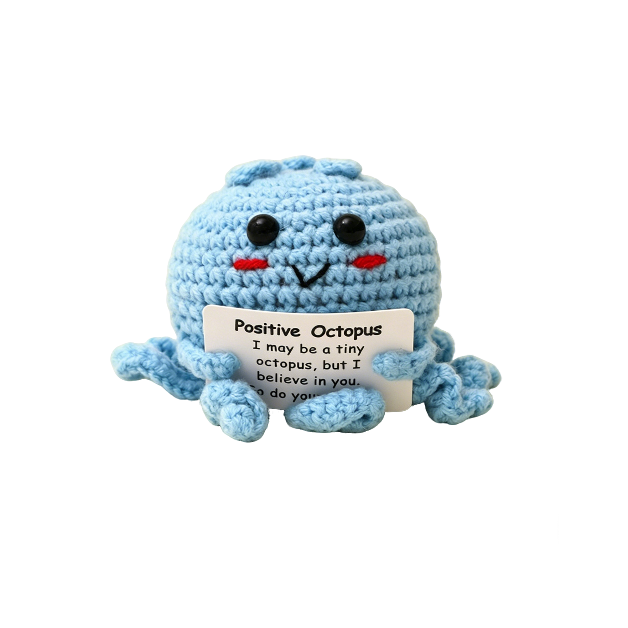 Pulpo de peluche de crochet positivo, pulpo de apoyo emocional hecho a mano, regalo inspirador 