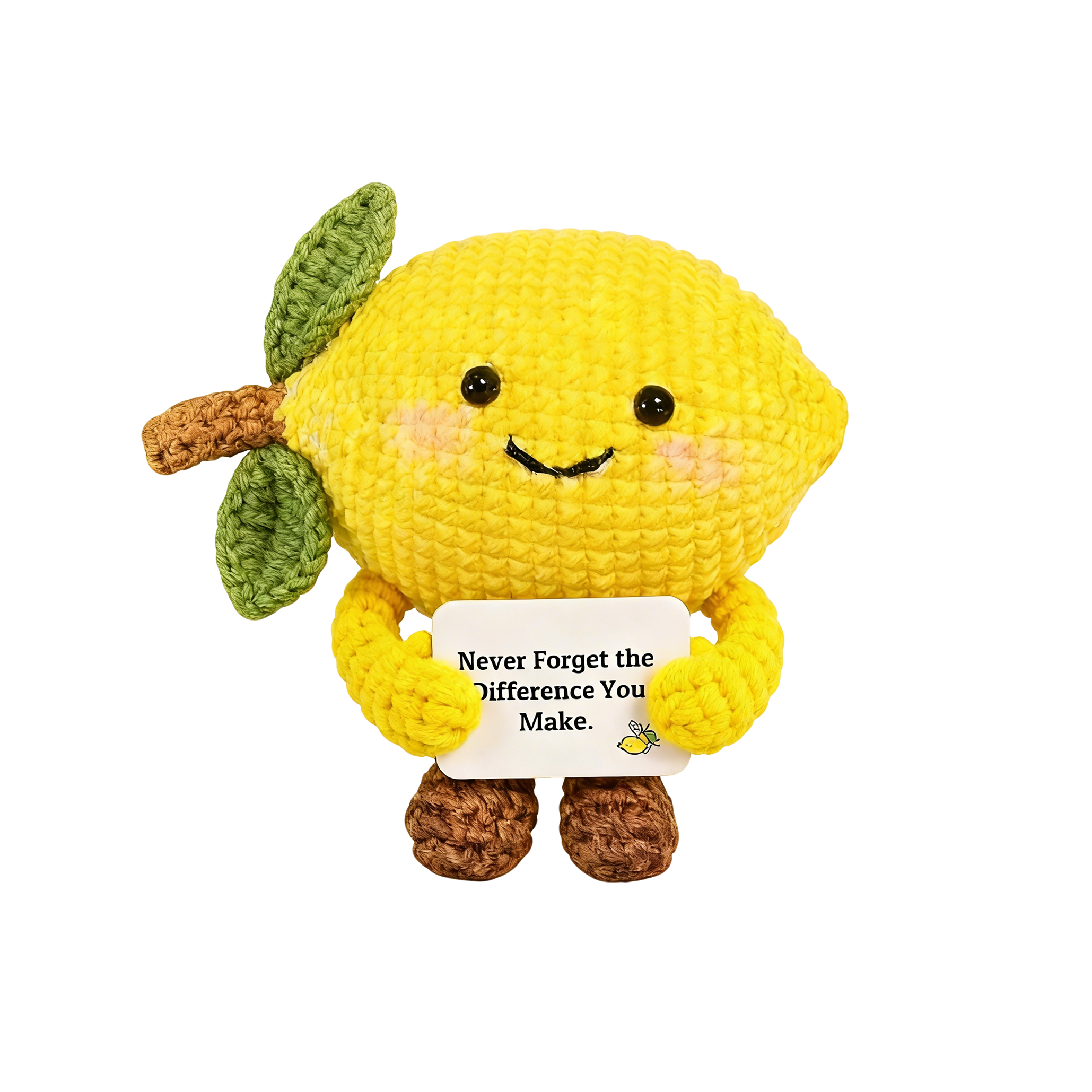 Peluche de limón de ganchillo hecho a mano, regalo positivo e inspirador 