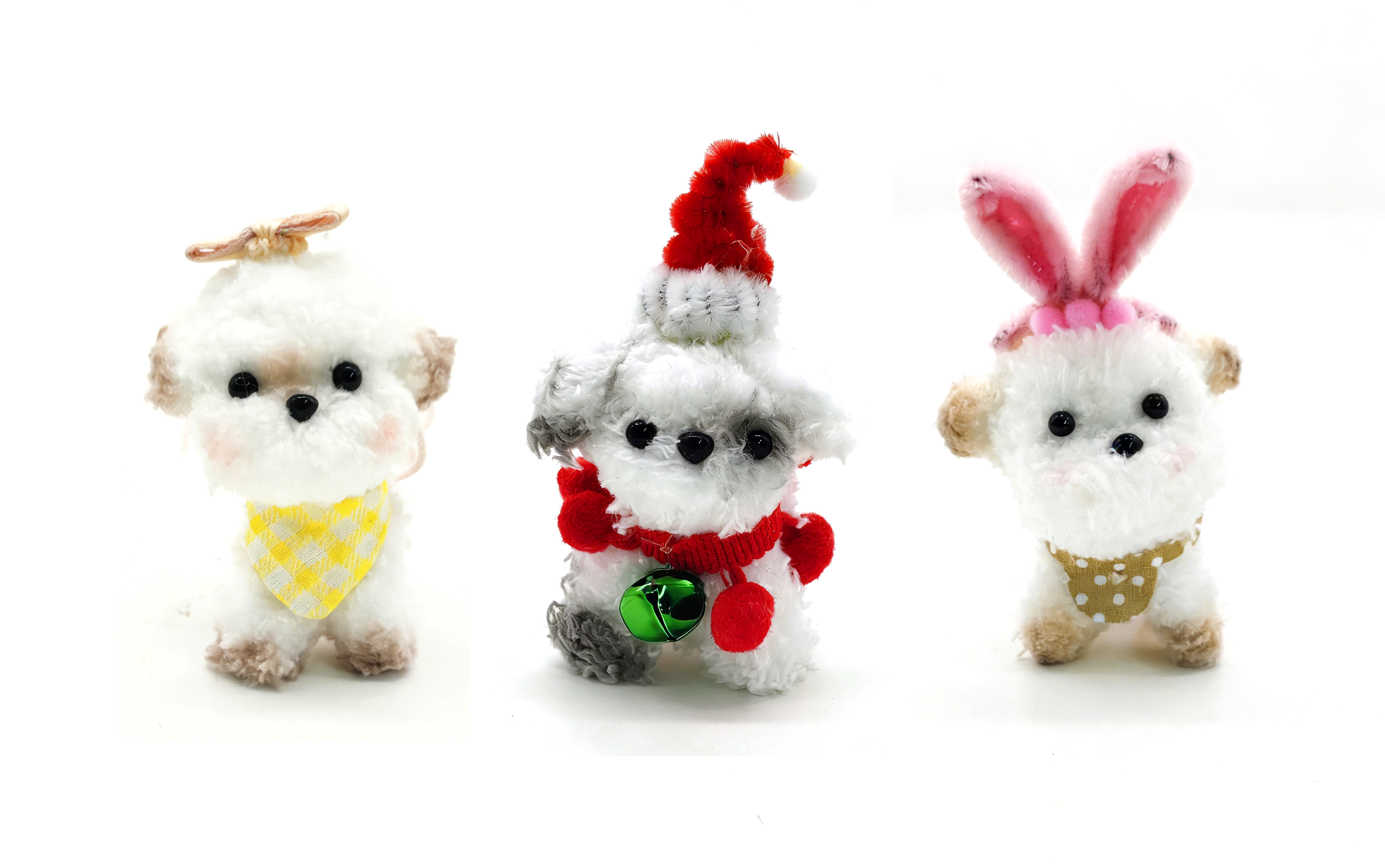 Kit de manualidades para perro con limpiapipas, juego DIY 3 en 1 de cachorros disfrazados con tallos de chenilla y atuendos de ángel, Navidad y conejo, suministros artísticos creativos para decoración de habitaciones, kit de manualidades a granel para niños y adultos, juego de regalo para amantes de los perros