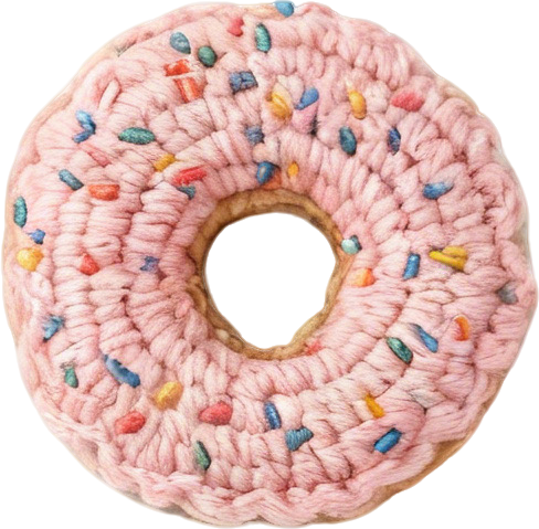 Kit de Donut Rosa con Chispas para Crochet, Set DIY de Postre Amigurumi con Hilo, Gancho e Instrucciones, Apto para Principiantes, Decoración Artesanal para Cocina o Regalo para Panaderos y Amantes de lo Dulce