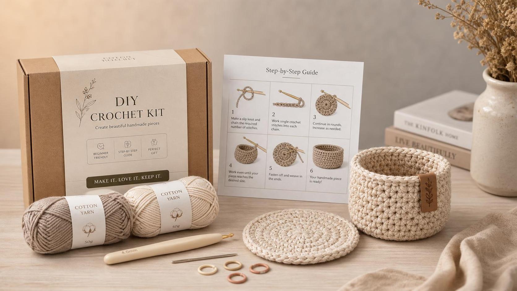 ¿Qué debe incluir un kit de ganchillo DIY para clientes principiantes?