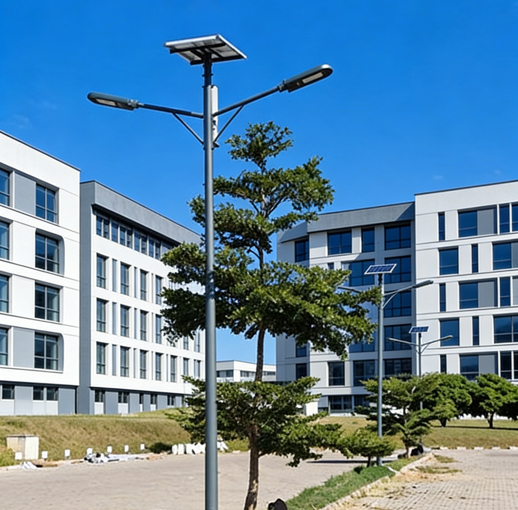 Application of solar street lights on a municipal road in Zambia