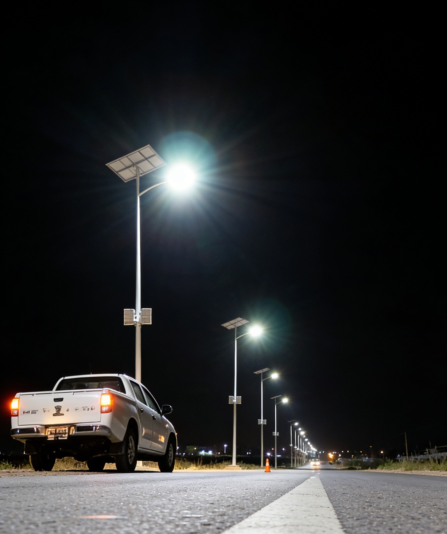 Application of solar street lights in an industrial park project in Jibuti