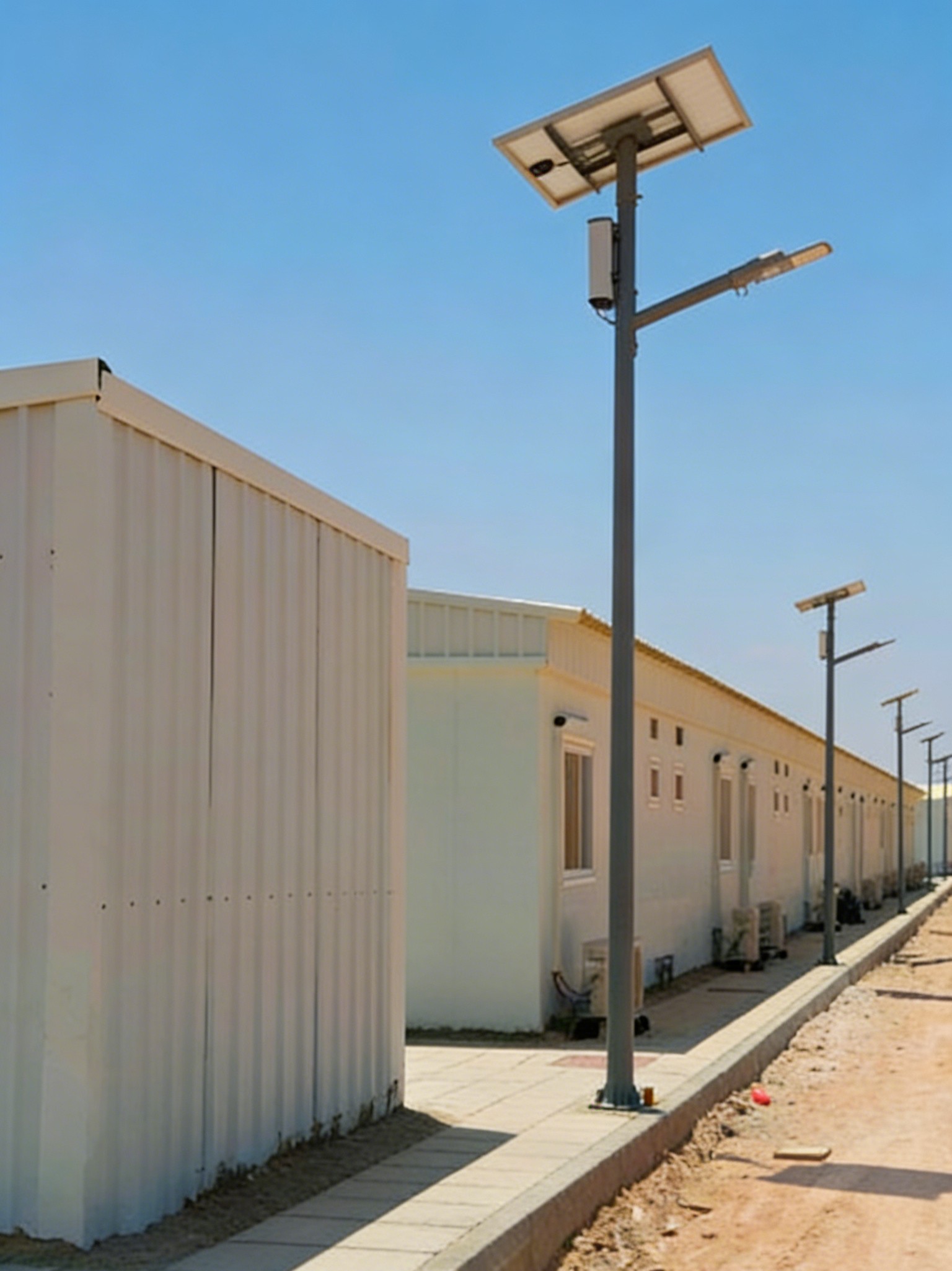 Application of solar street lights in a factory in Jordan Application of solar street lights in a factory in Jordan