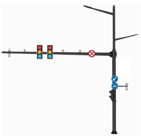 Intersection traffic comprehensive pole with sign camera