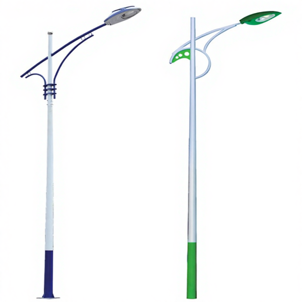 Galvanized circular metal steel street lamp post, length ranging from 6 meters to 13 meters