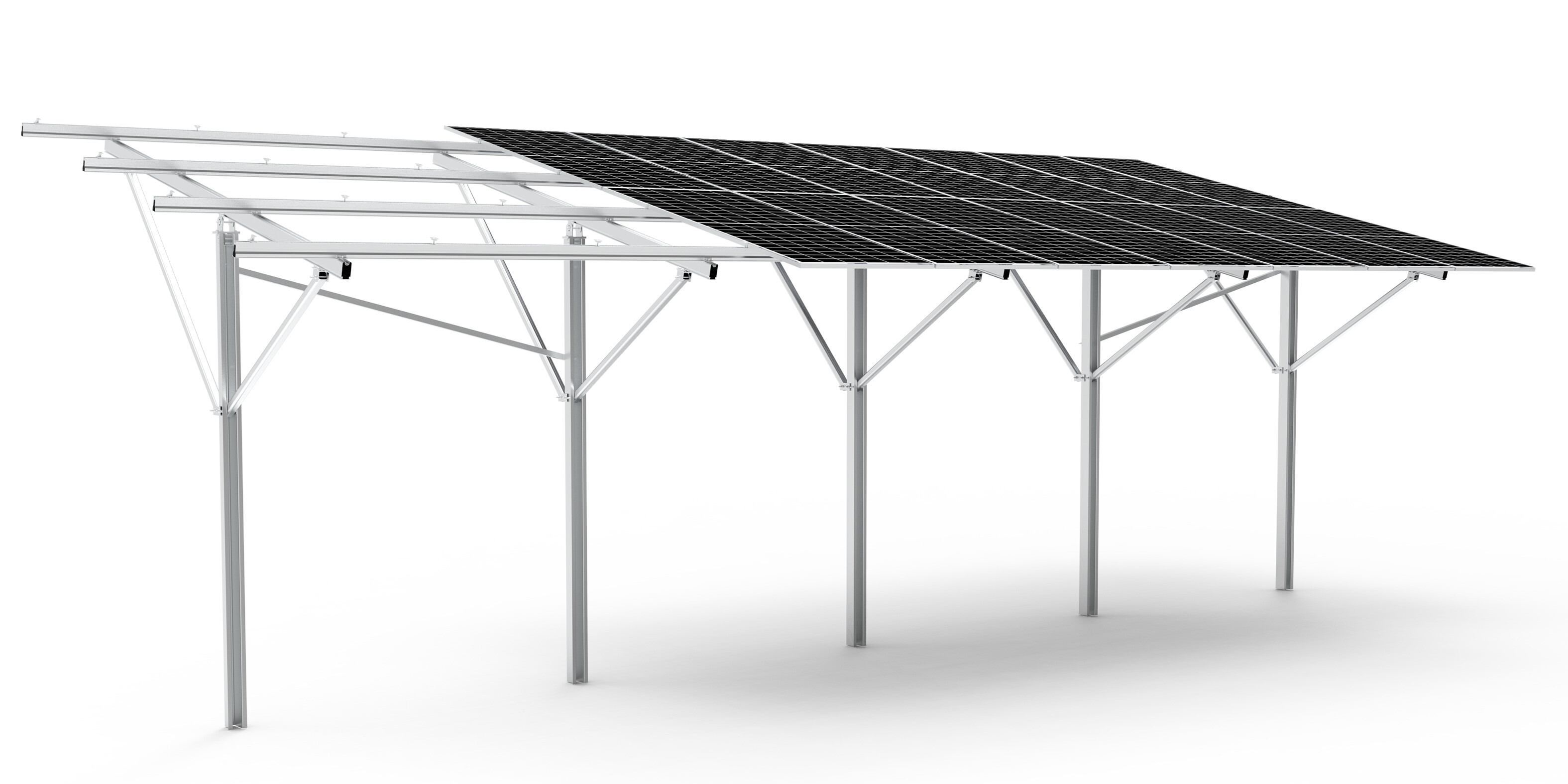 TonKor Estructura de Montaje en Tierra de Aluminio de Columna Única con Cimentación por Pilotes