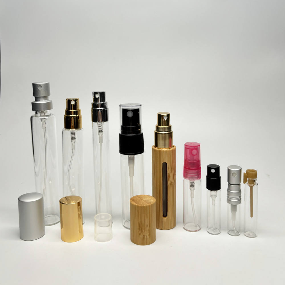 High End Empty Luxury Glass 50ml 100ml champagne Color Custom logo Spray Unique Perfume Bottle Reusable