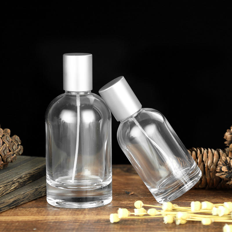 High End Empty Luxury Glass 50ml 100ml champagne Color Custom logo Spray Unique Perfume Bottle Reusable