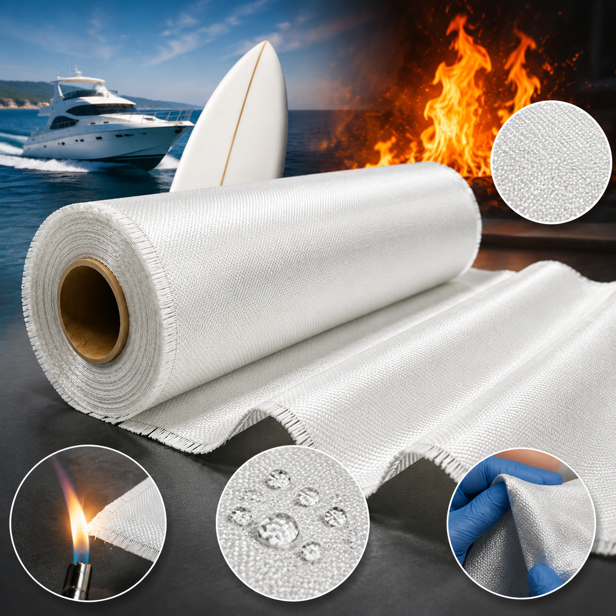 4 oz 6 oz Plain Woven Roving Insulation E Glass Roll Fiberglass Cloth for Boats Surfboards  fiberglass mat vs fiberglass cloth​