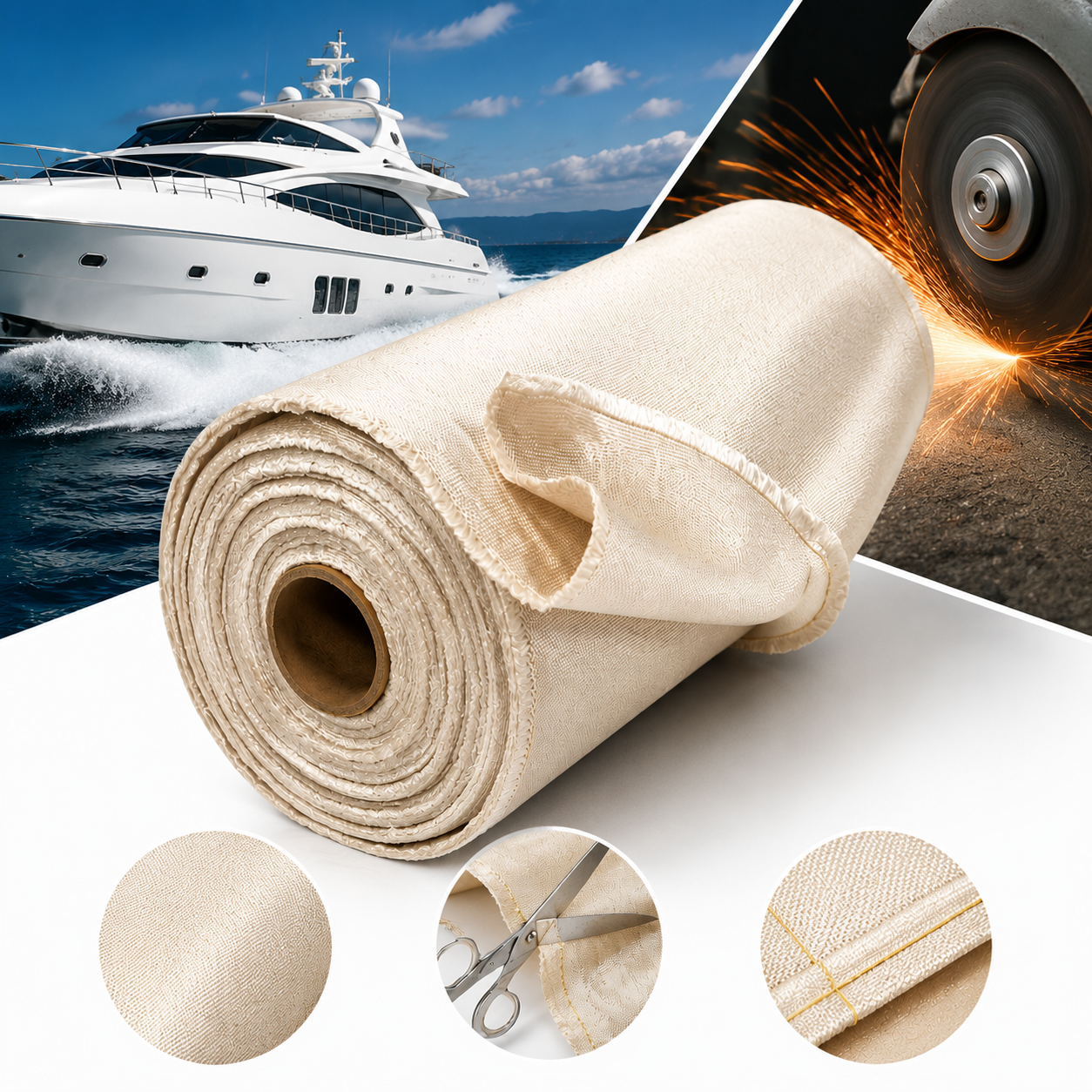 Newly designed industrial-grade heavy-duty silicone-coated fiberglass mesh fire blanket.Surfboard fiberglass mesh cloth