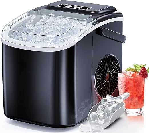 This best-selling portable, large-capacity, fully automatic bullet-shaped ice maker features a handle, self-cleaning ice-making function, and an ice basket. It can make 8 ice cubes in 5 minutes, making it an ideal choice for homes, kitchens, and parties.