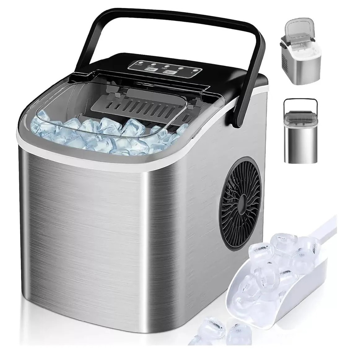 This best-selling portable, large-capacity, fully automatic bullet-shaped ice maker features a handle, self-cleaning ice-making function, and an ice basket. It can make 8 ice cubes in 5 minutes, making it an ideal choice for homes, kitchens, and parties.
