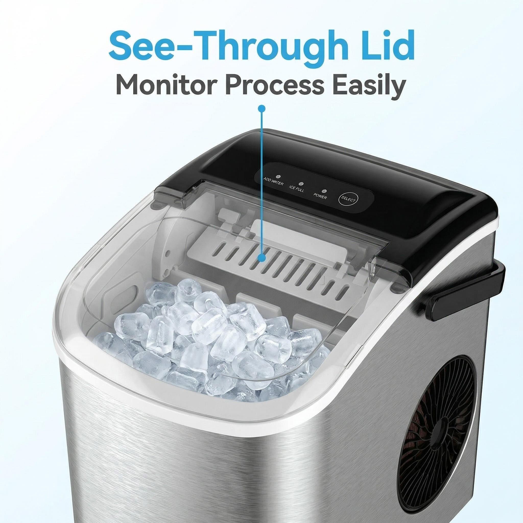 This best-selling portable, large-capacity, fully automatic bullet-shaped ice maker features a handle, self-cleaning ice-making function, and an ice basket. It can make 8 ice cubes in 5 minutes, making it an ideal choice for homes, kitchens, and parties.