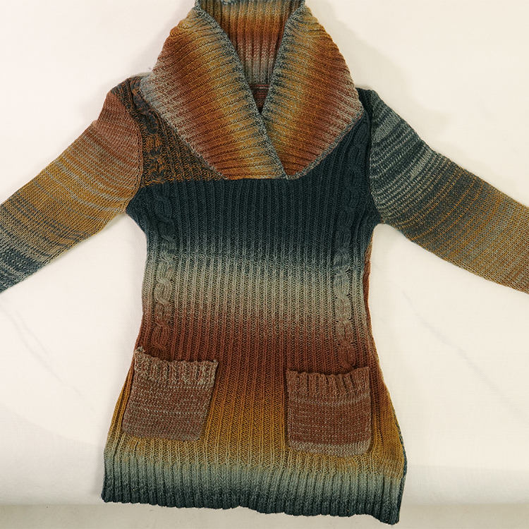 Free sample of China 13NM custom fancy yarn gradient 50% recycled polyester 50% polyester blended knitting recycled yarn