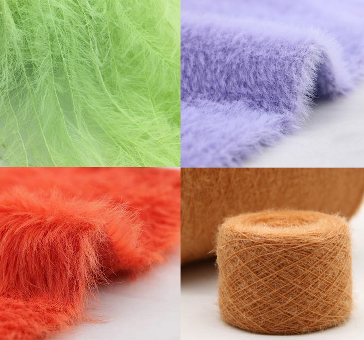 Hot selling 100% nylon long hair doll knitted yarn in India, sold in 0.9cm and 1.3cm mink fur patterned dyeing, soft and warm eyelashes, feather nylon yarn inventory