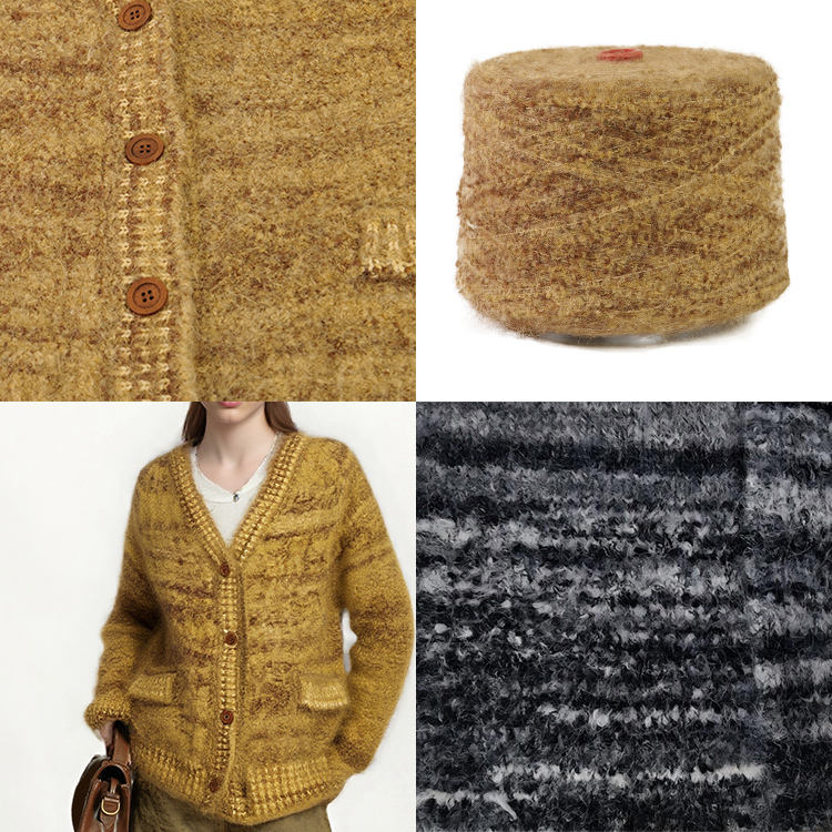 Wholesale Coarse 1/3.2NM 50% Recycled Polyester 28% Polyester 13% Nylon 8% Wool 1% Spandex Fancy Blended Yarn Knitted