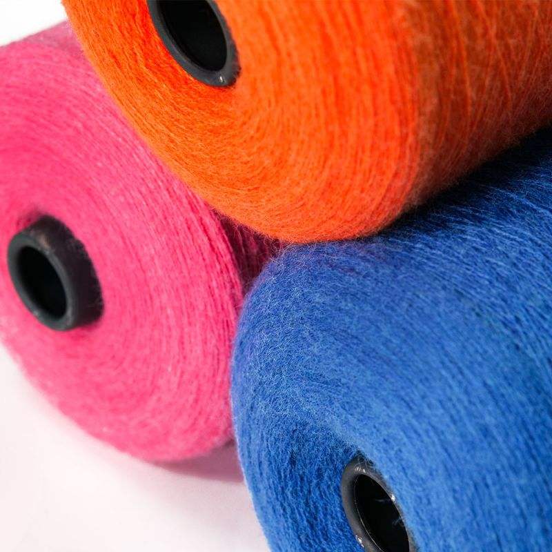 Sewing knitting yarn supplier soft T-shirt Angola core spun yarn fluffy soft woven multi-color acrylic blended yarn