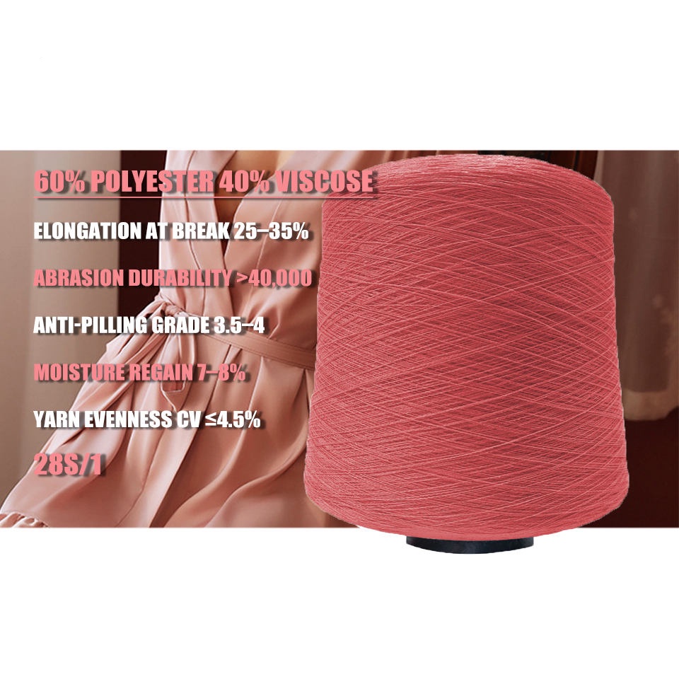 28S Knitting Yarns 60% Polyester 40% Viscose Blended 28S/1 Ice Silk Summer Tops Knitwear Cooling Summer Yarn for Knitting