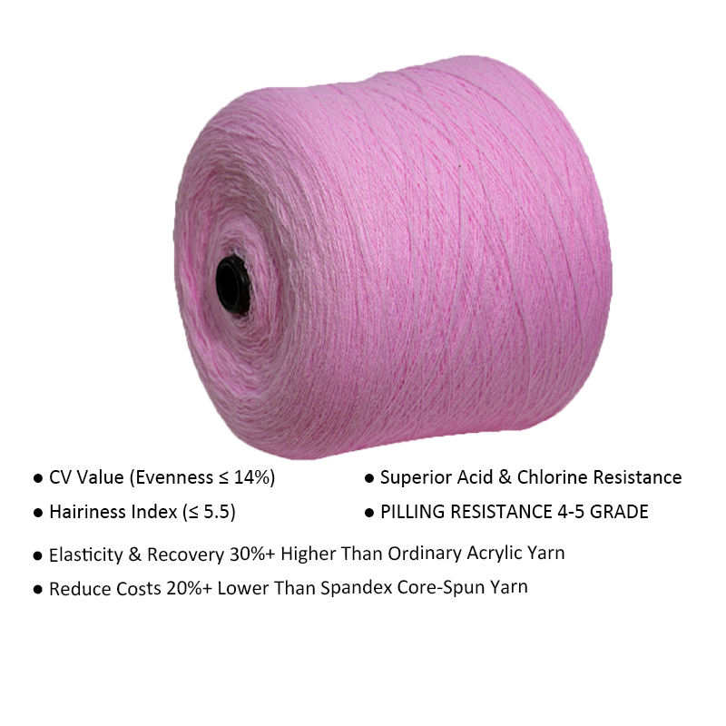 24S/2 dyed pattern ring spinning core spinning 86% acrylic 14% PBT blended yarn knitting sewing sweater sales yarn