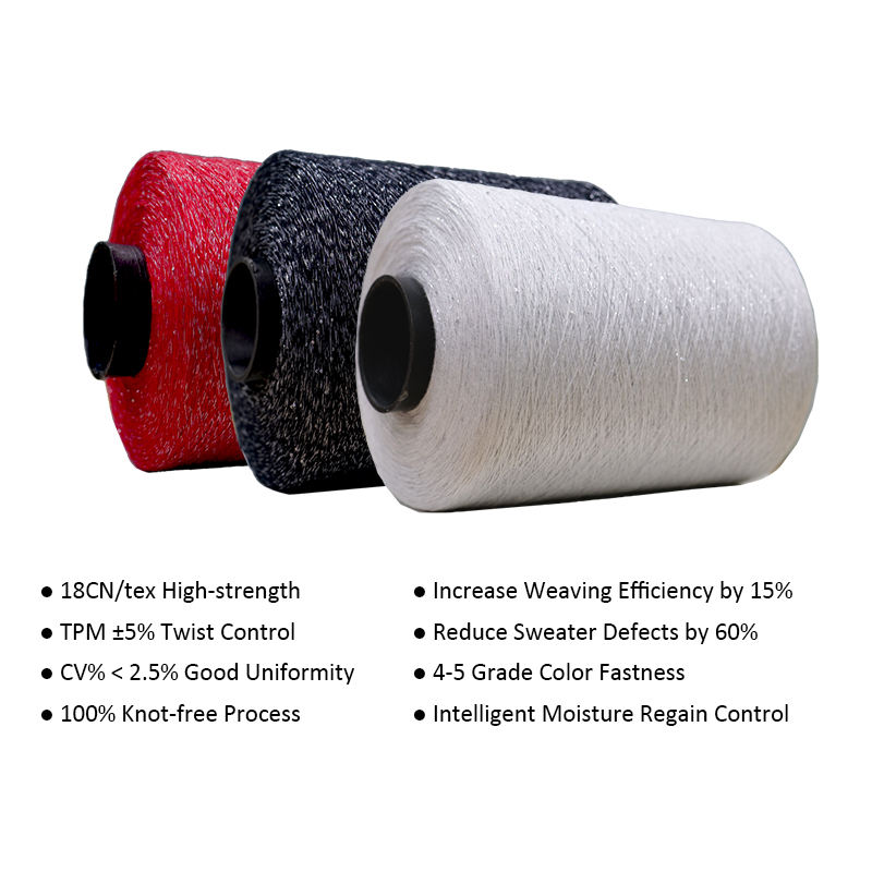 Wholesale Price Shining Glow 28S/2 Ring Spinning Adhesive Polyester Nylon Blended Yarn Silver Silk Metal Fancy Yarn Ribbon Shining