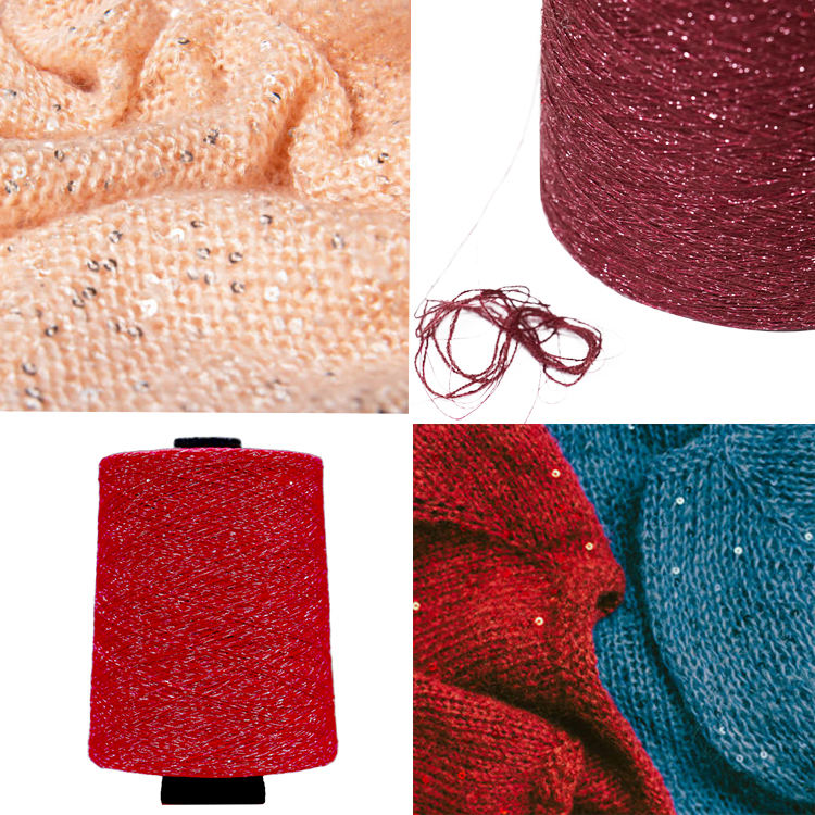 Customized 28S 48NM viscose polyester nylon blended multi-color fancy yarn with sparkling sequin yarn for crochet knitting