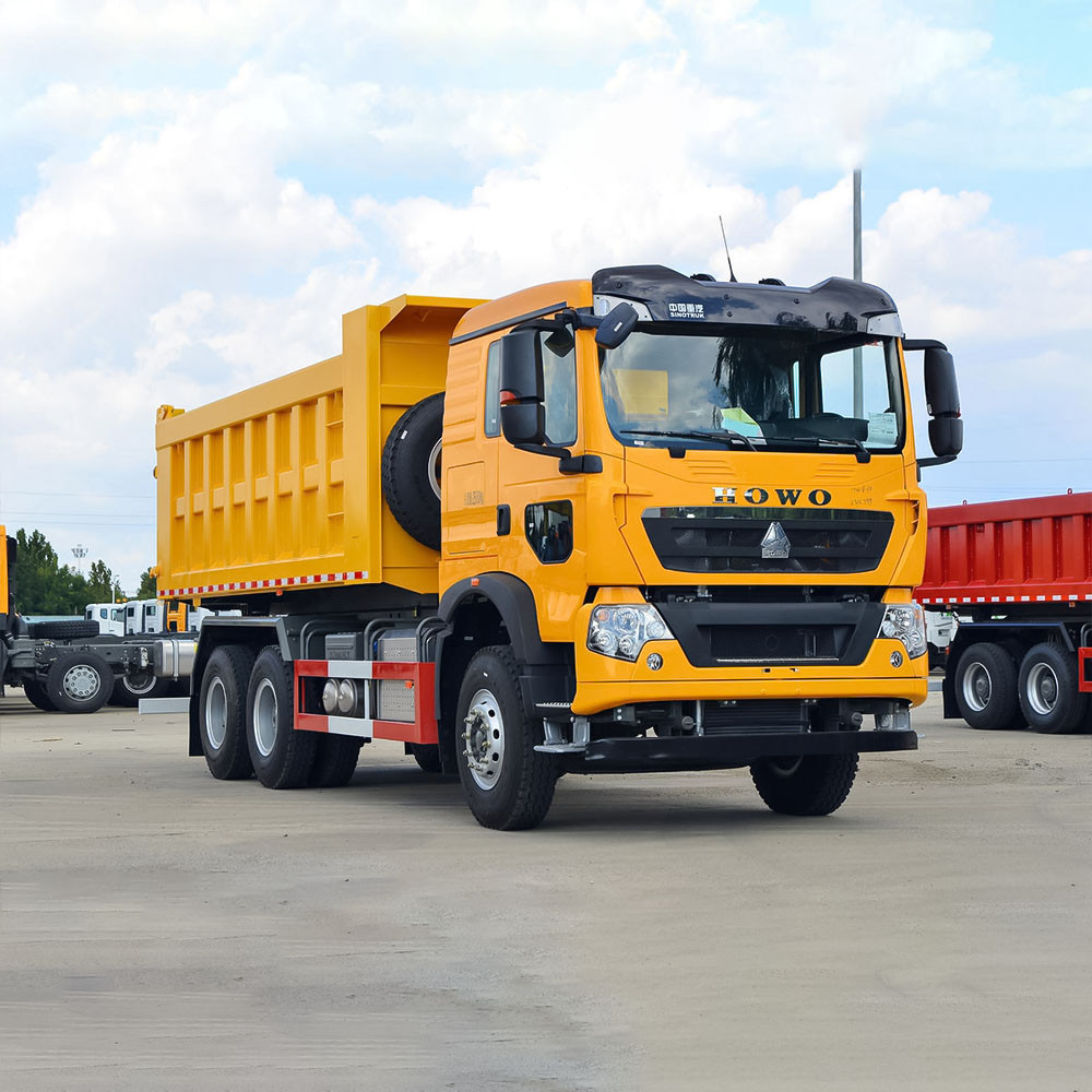HOWO TX 400HP 6x4 dump truck front three quarter view for construction transpor